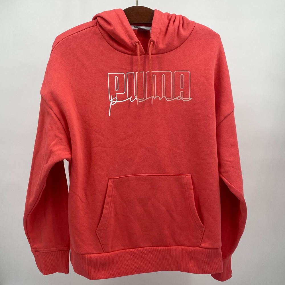 Puma Women's‎ Large Hoodie Pullover Pocket Hoodie Sweatshirt Coral Casual Comfy